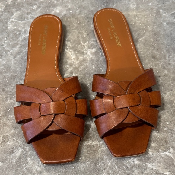 Saint Laurent Tribute Leather Women's Sandals - Picture 1 of 2